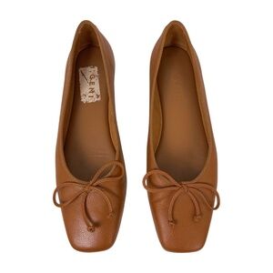 M. Gemi Danza Brown Tan Leather Square Toe Ballet Flat Handmade in Italy Size 38